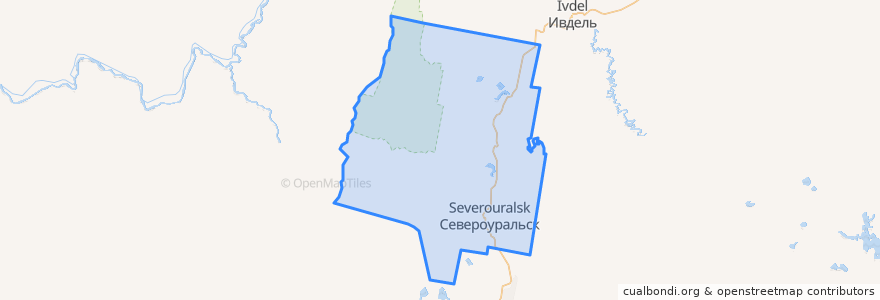 Mapa de ubicacion de Североуральский городской округ.