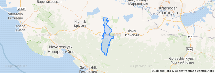 Mapa de ubicacion de Ахтырское городское поселение.