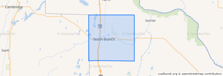 Mapa de ubicacion de North Branch.