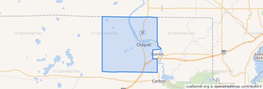 Mapa de ubicacion de Cloquet.