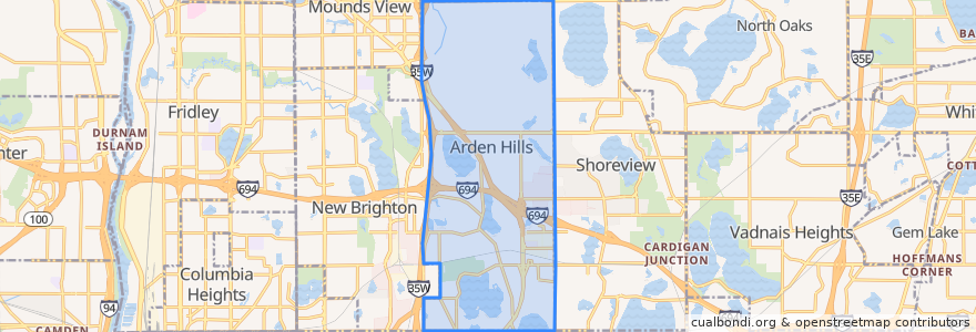 Mapa de ubicacion de Arden Hills.