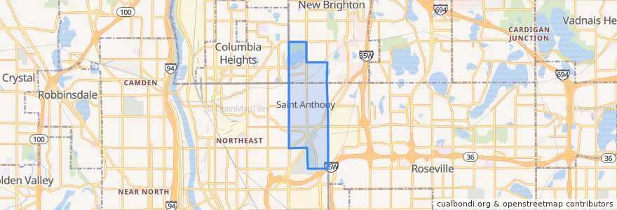 Mapa de ubicacion de St. Anthony.