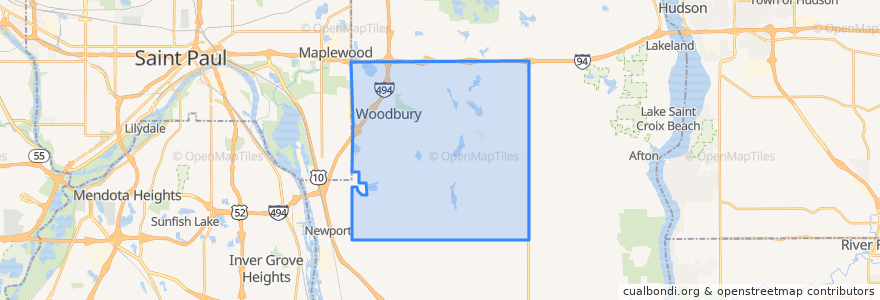 Mapa de ubicacion de Woodbury.