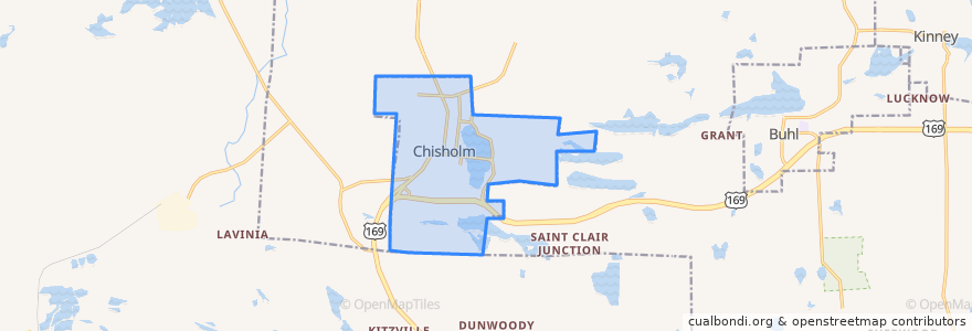 Mapa de ubicacion de Chisholm.