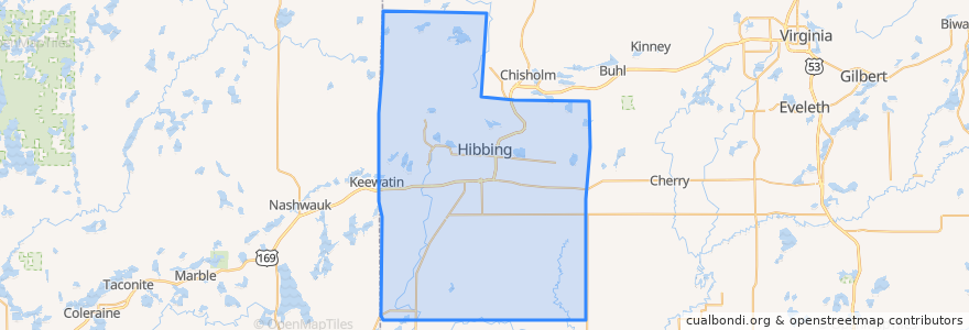 Mapa de ubicacion de Hibbing.