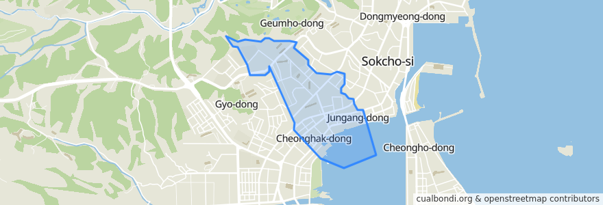 Mapa de ubicacion de 교동.