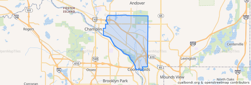 Mapa de ubicacion de Coon Rapids.