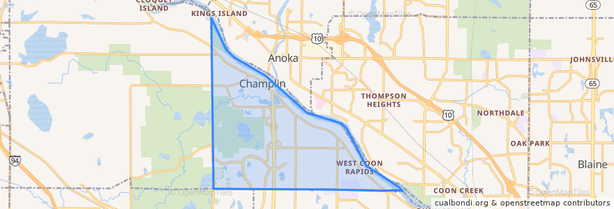 Mapa de ubicacion de Champlin.