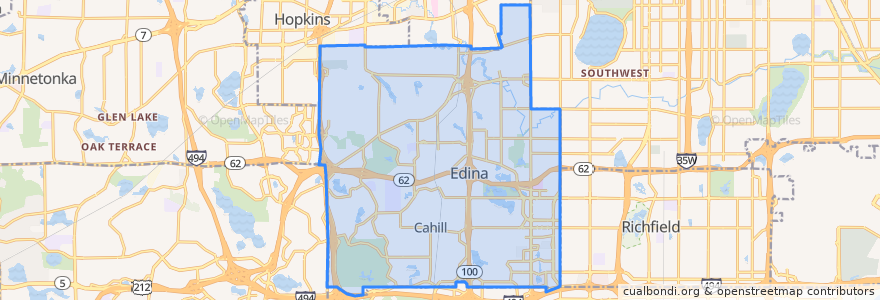 Mapa de ubicacion de Edina.