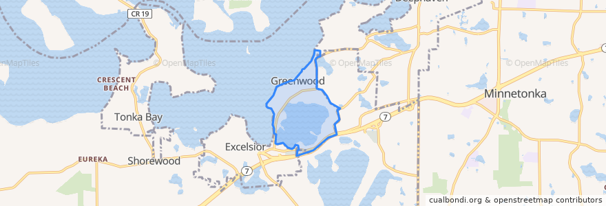 Mapa de ubicacion de Greenwood.