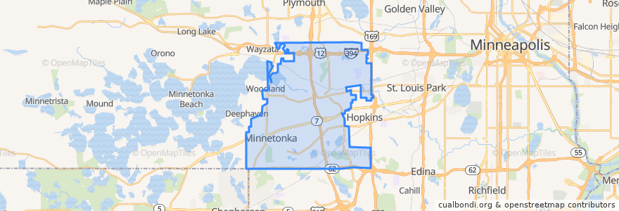 Mapa de ubicacion de Minnetonka.