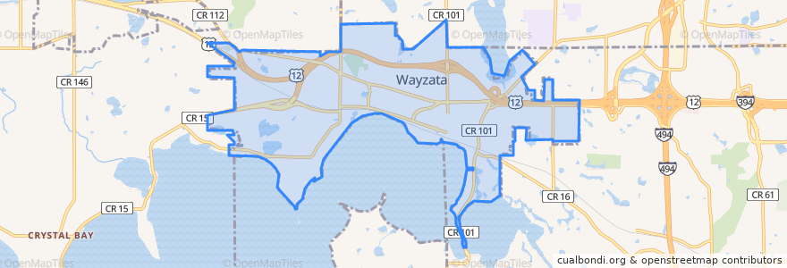 Mapa de ubicacion de Wayzata.