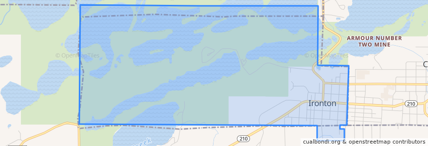 Mapa de ubicacion de Ironton.