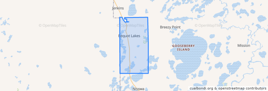 Mapa de ubicacion de Pequot Lakes.