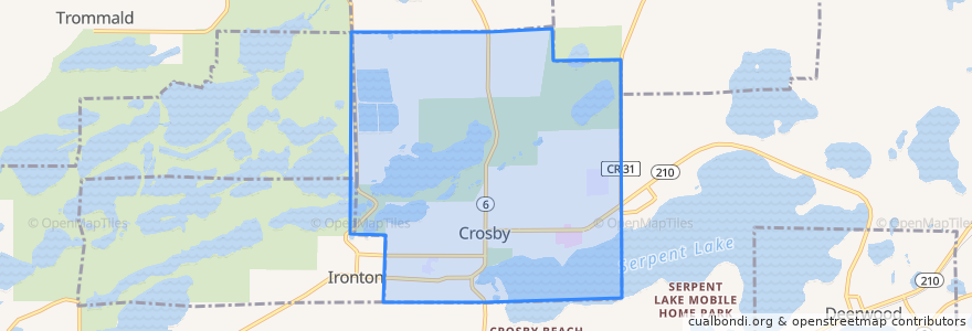 Mapa de ubicacion de Crosby.