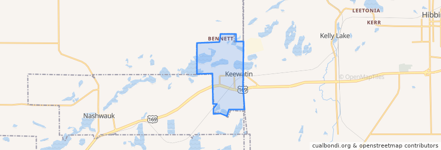 Mapa de ubicacion de Keewatin.