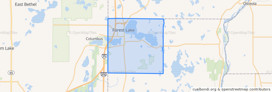 Mapa de ubicacion de Forest Lake.