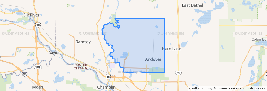 Mapa de ubicacion de Andover.