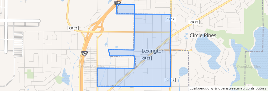 Mapa de ubicacion de Lexington.