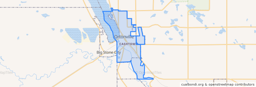 Mapa de ubicacion de Ortonville.