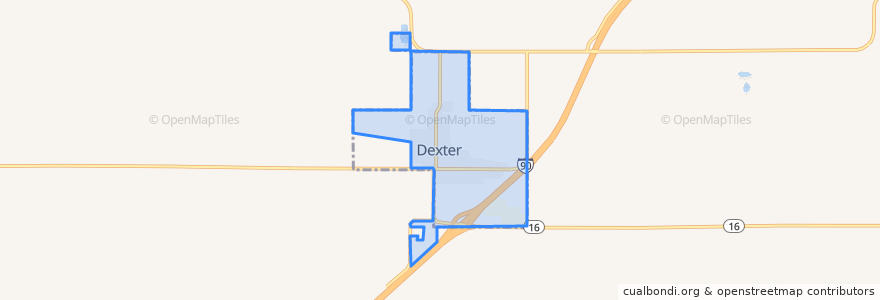 Mapa de ubicacion de Dexter.