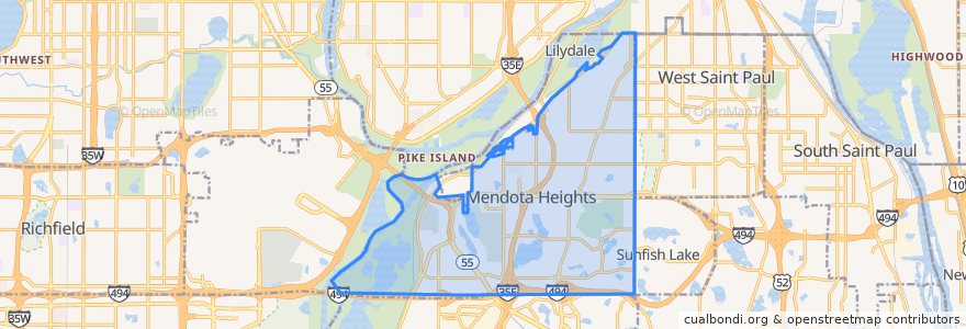 Mapa de ubicacion de Mendota Heights.