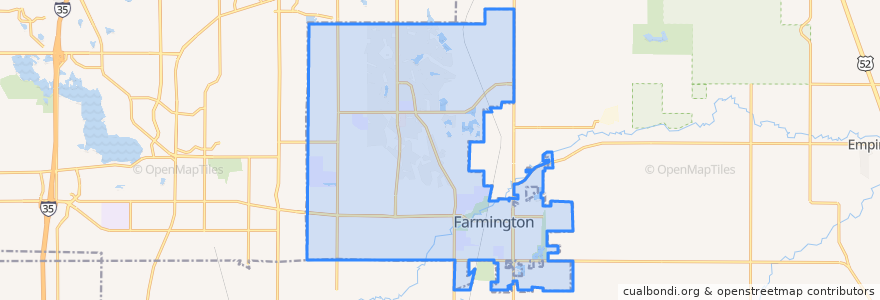 Mapa de ubicacion de Farmington.