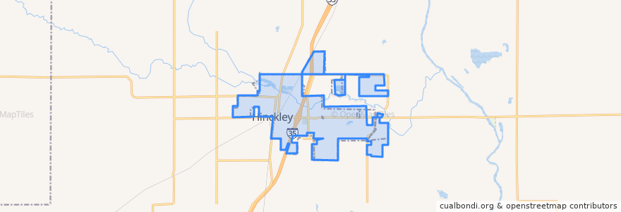 Mapa de ubicacion de Hinckley.