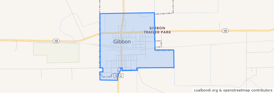 Mapa de ubicacion de Gibbon.