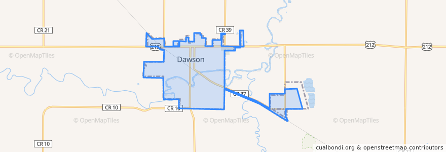 Mapa de ubicacion de Dawson.