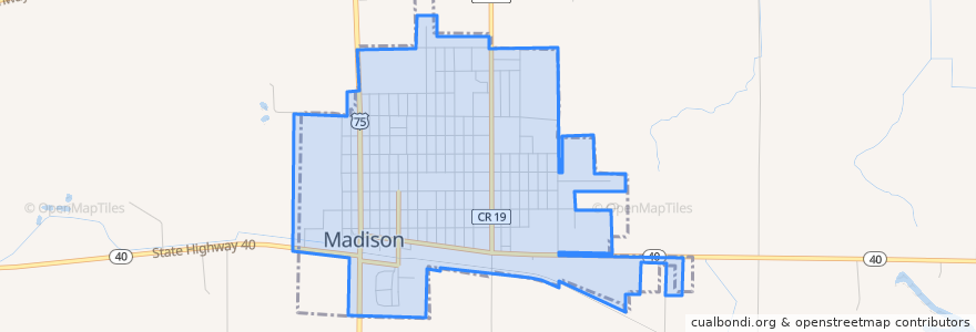 Mapa de ubicacion de Madison.