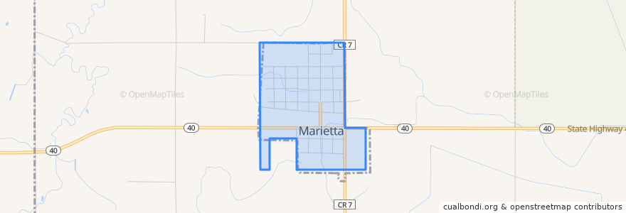 Mapa de ubicacion de Marietta.