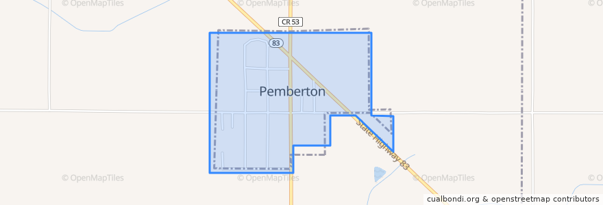 Mapa de ubicacion de Pemberton.