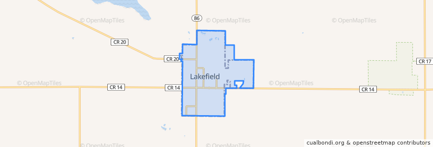 Mapa de ubicacion de Lakefield.