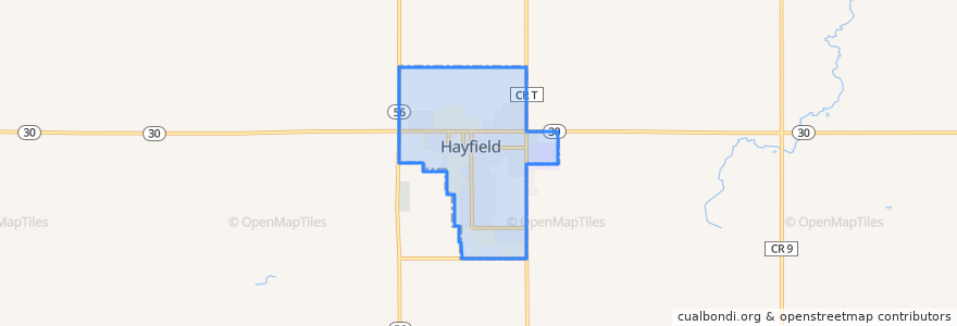 Mapa de ubicacion de Hayfield.