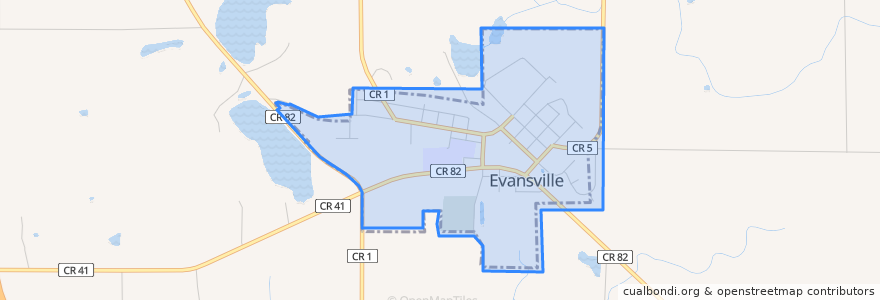 Mapa de ubicacion de Evansville.