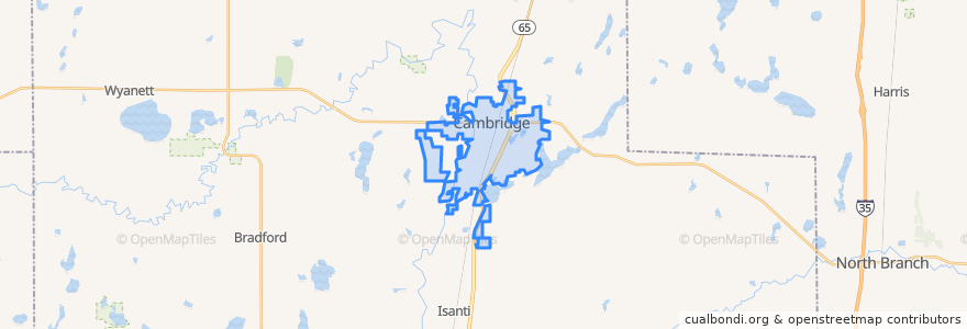 Mapa de ubicacion de Cambridge.