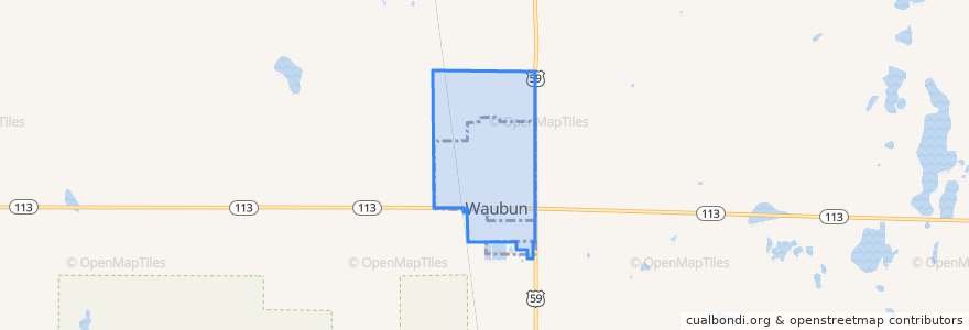 Mapa de ubicacion de Waubun.