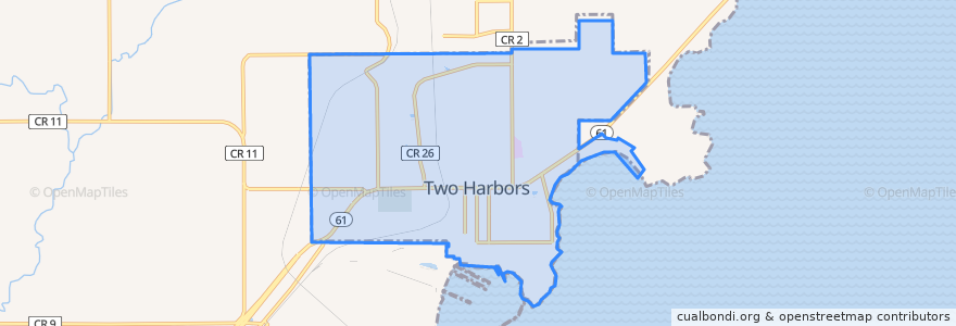 Mapa de ubicacion de Two Harbors.