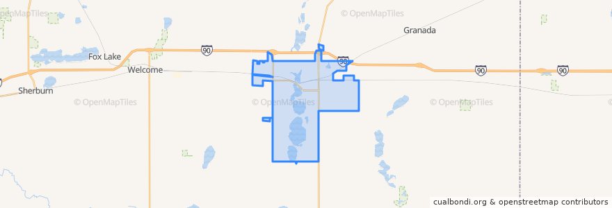 Mapa de ubicacion de Fairmont.