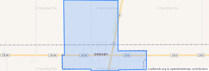 Mapa de ubicacion de Ormsby.