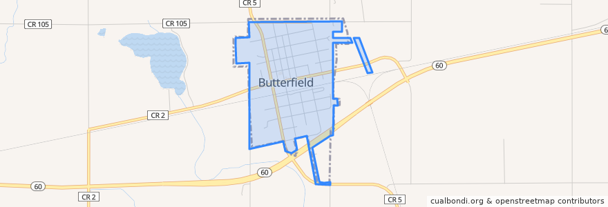 Mapa de ubicacion de Butterfield.