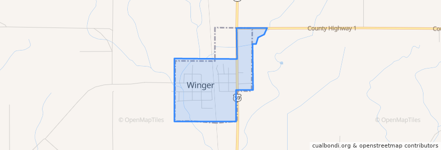 Mapa de ubicacion de Winger.