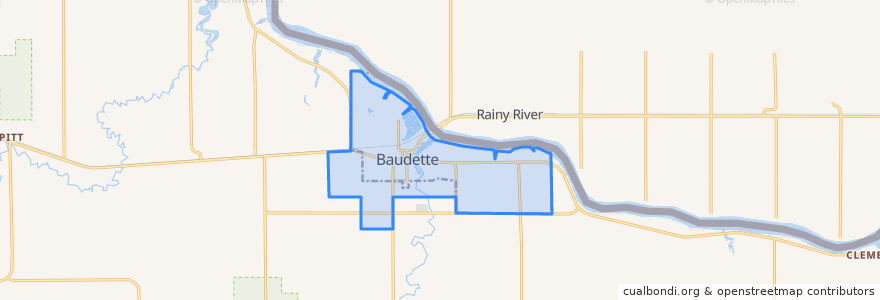 Mapa de ubicacion de Baudette.