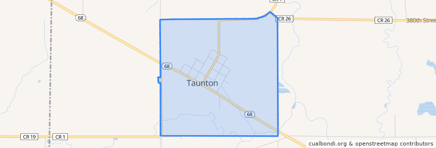 Mapa de ubicacion de Taunton.