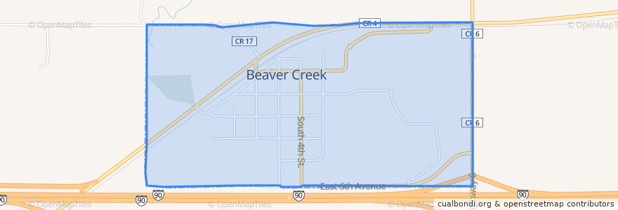 Mapa de ubicacion de Beaver Creek.