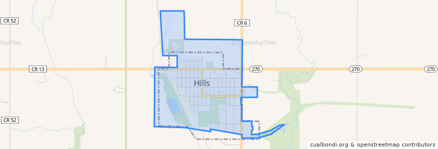 Mapa de ubicacion de Hills.