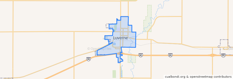 Mapa de ubicacion de Luverne.