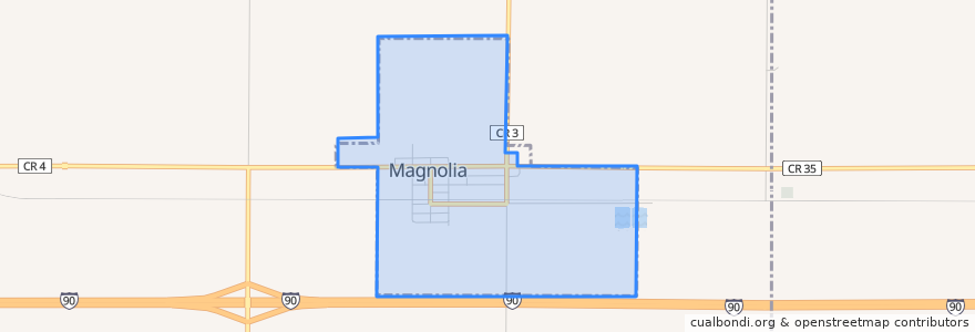 Mapa de ubicacion de Magnolia.