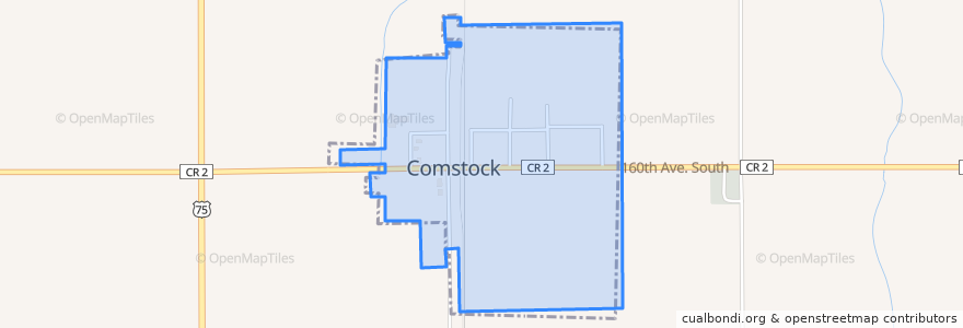 Mapa de ubicacion de Comstock.